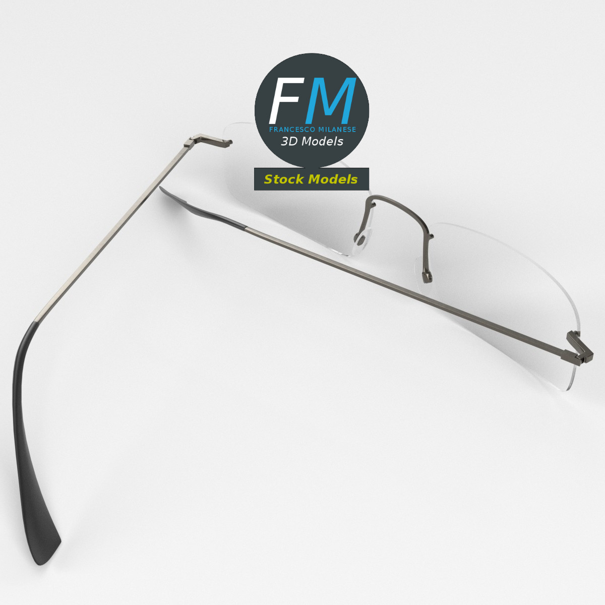 3D-Modell - Randlose Brille - 02