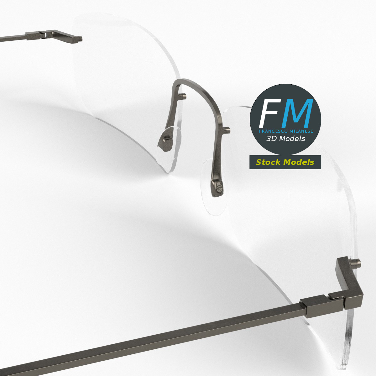 3D-Modell - Randlose Brille - 04