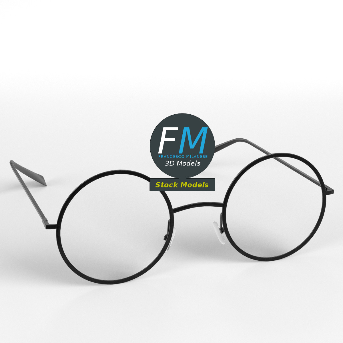 3D-Modell - Runde Brille - 01