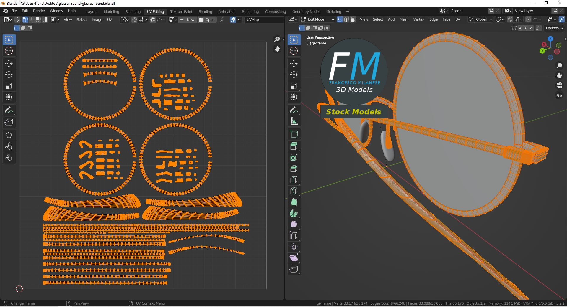 3D-Modell - Runde Brille - 10