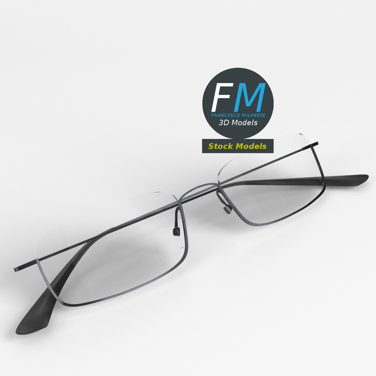 3D-Modell - Halbrandbrille - 01