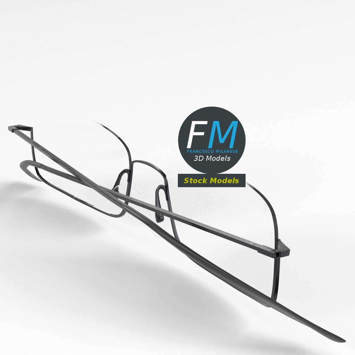 3D-Modell - Halbrandbrille - 03