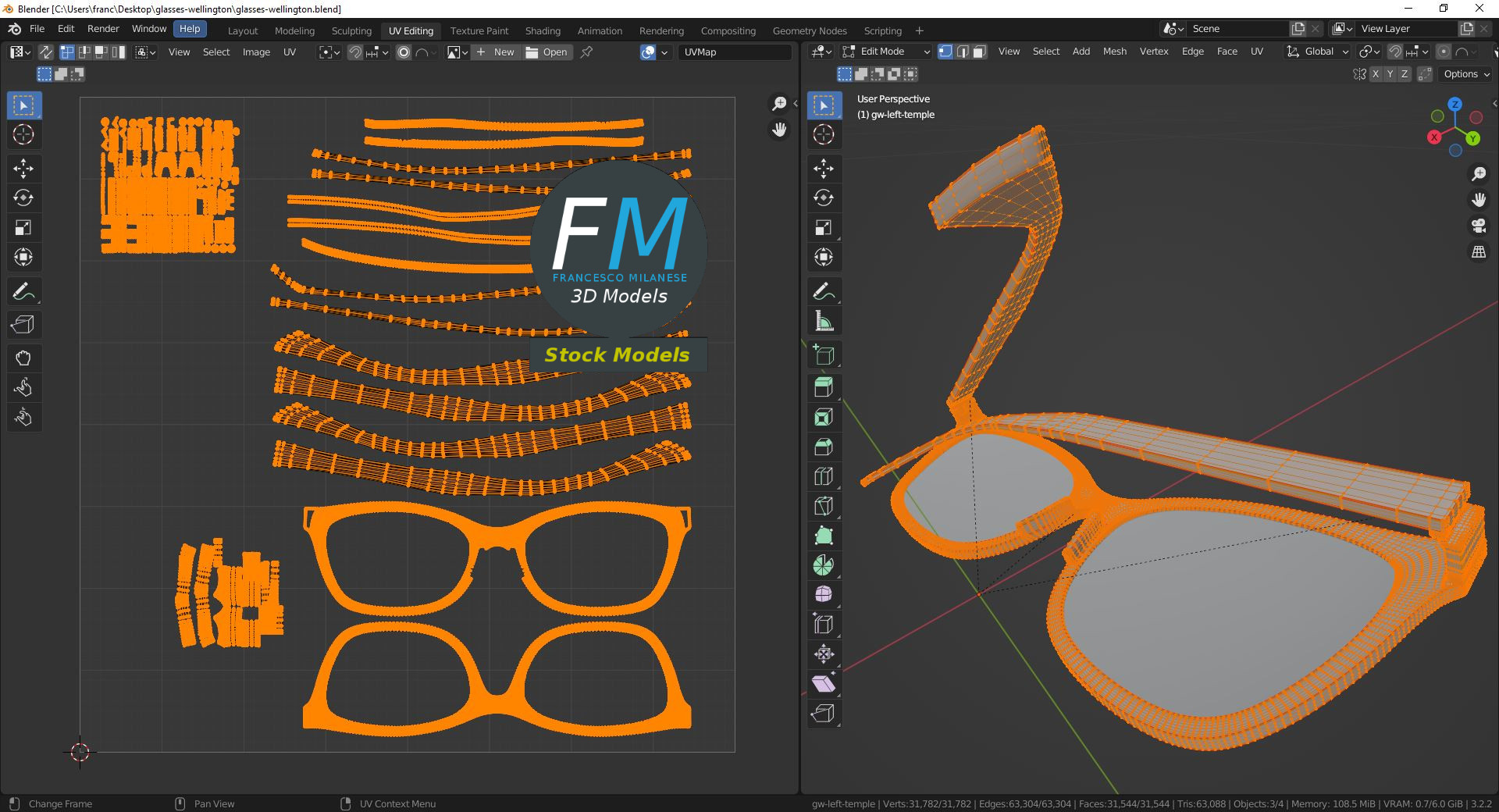 3D-Modell - Wellington-Brille - 10