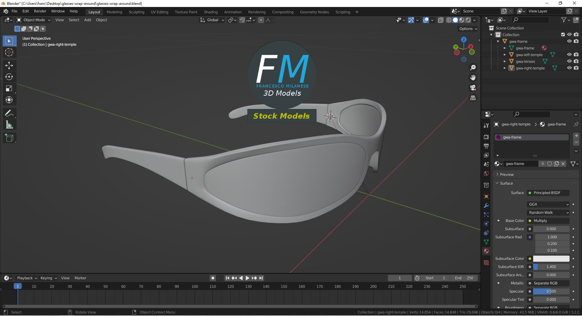 3D-Modell - Wraparound-Brille - 09