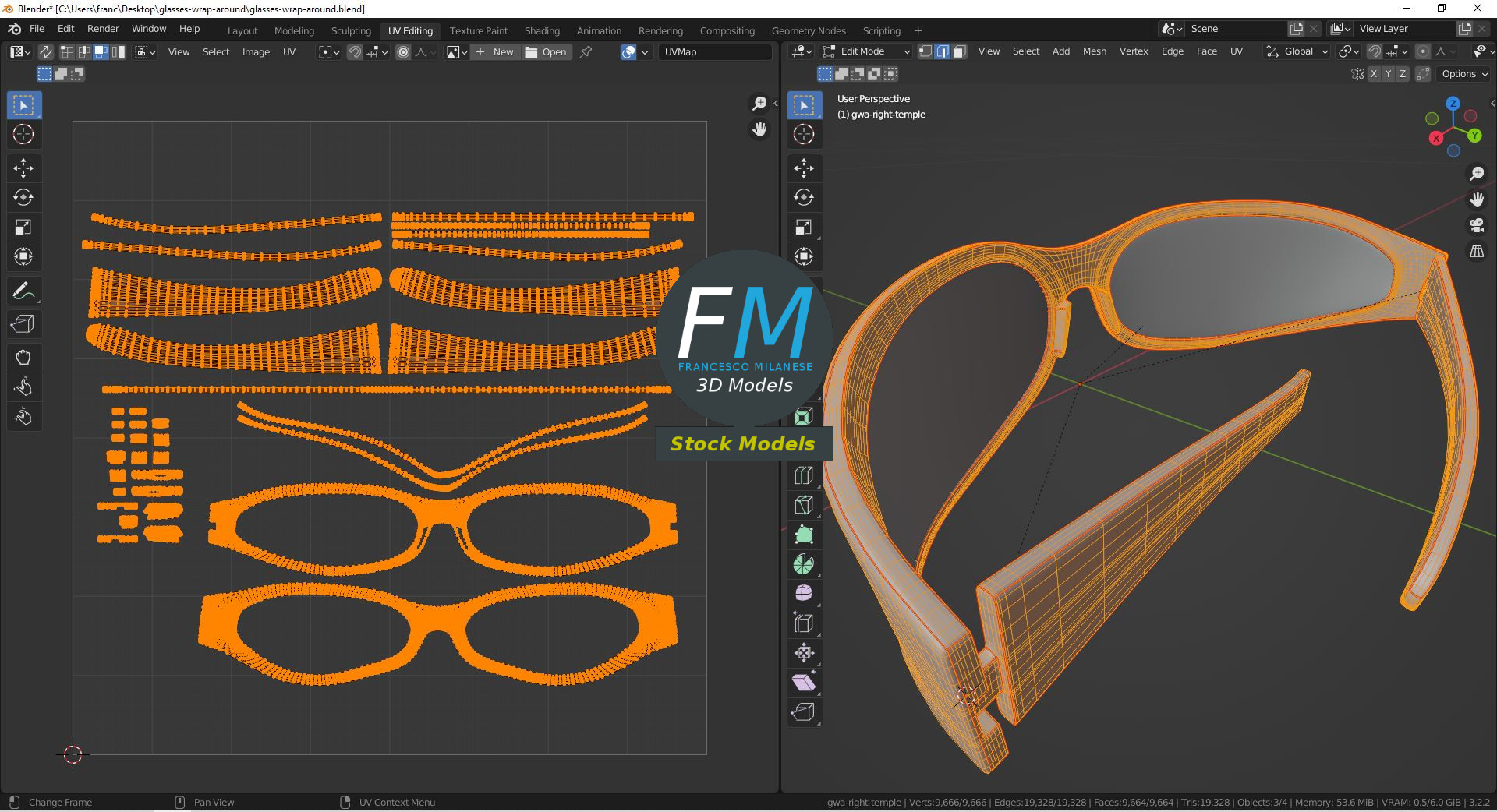 3D-Modell - Wraparound-Brille - 10