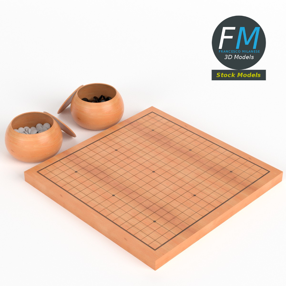 3D-Modell - Go-Brettspielset - 01