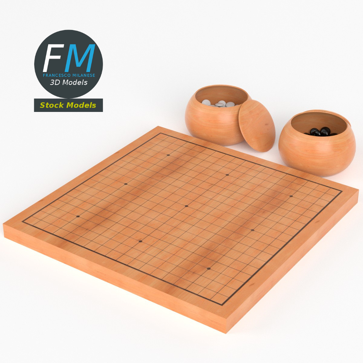 3D-Modell - Go-Brettspielset - 02