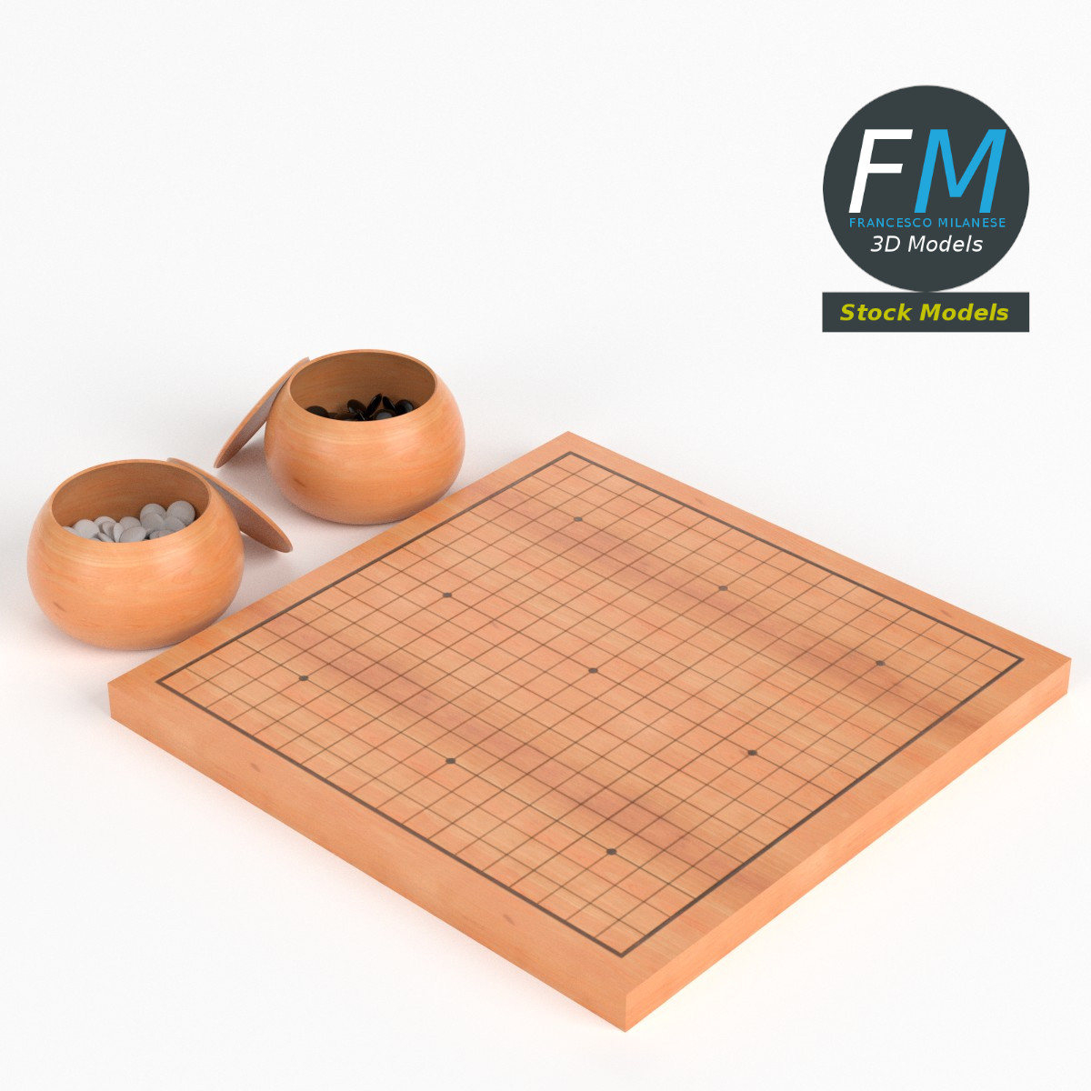 3D-Modell - Go-Brettspielset - 03