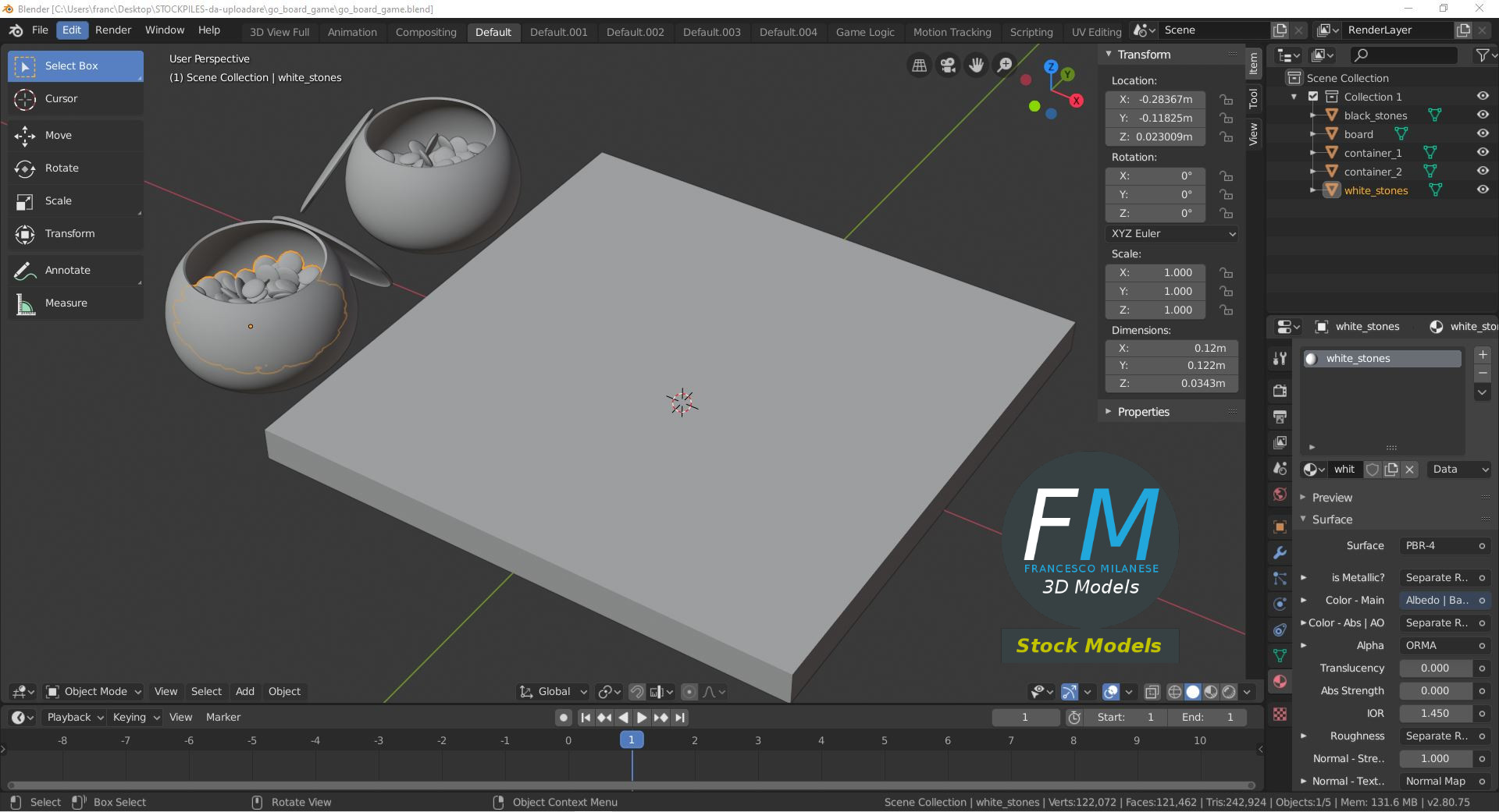 3D-Modell - Go-Brettspielset - 09