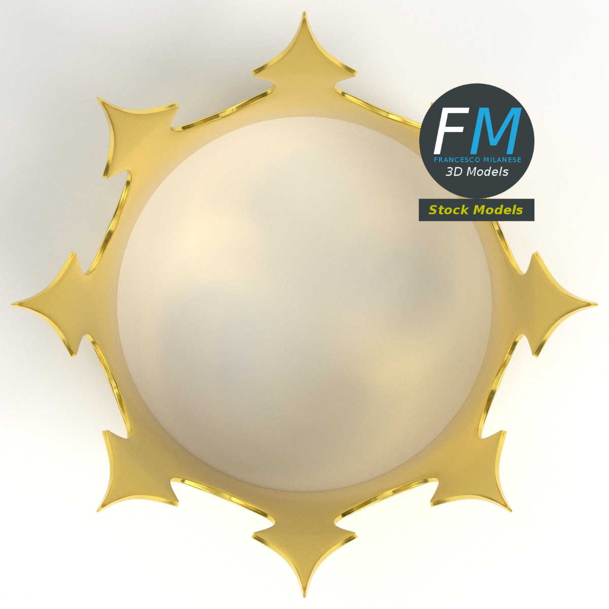3D-Modell - Goldene Königskrone mit Spitzen - 06