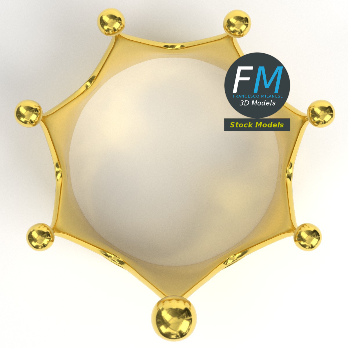 3D-Modell - Goldene Königskrone mit Roten Edelsteinen - 06