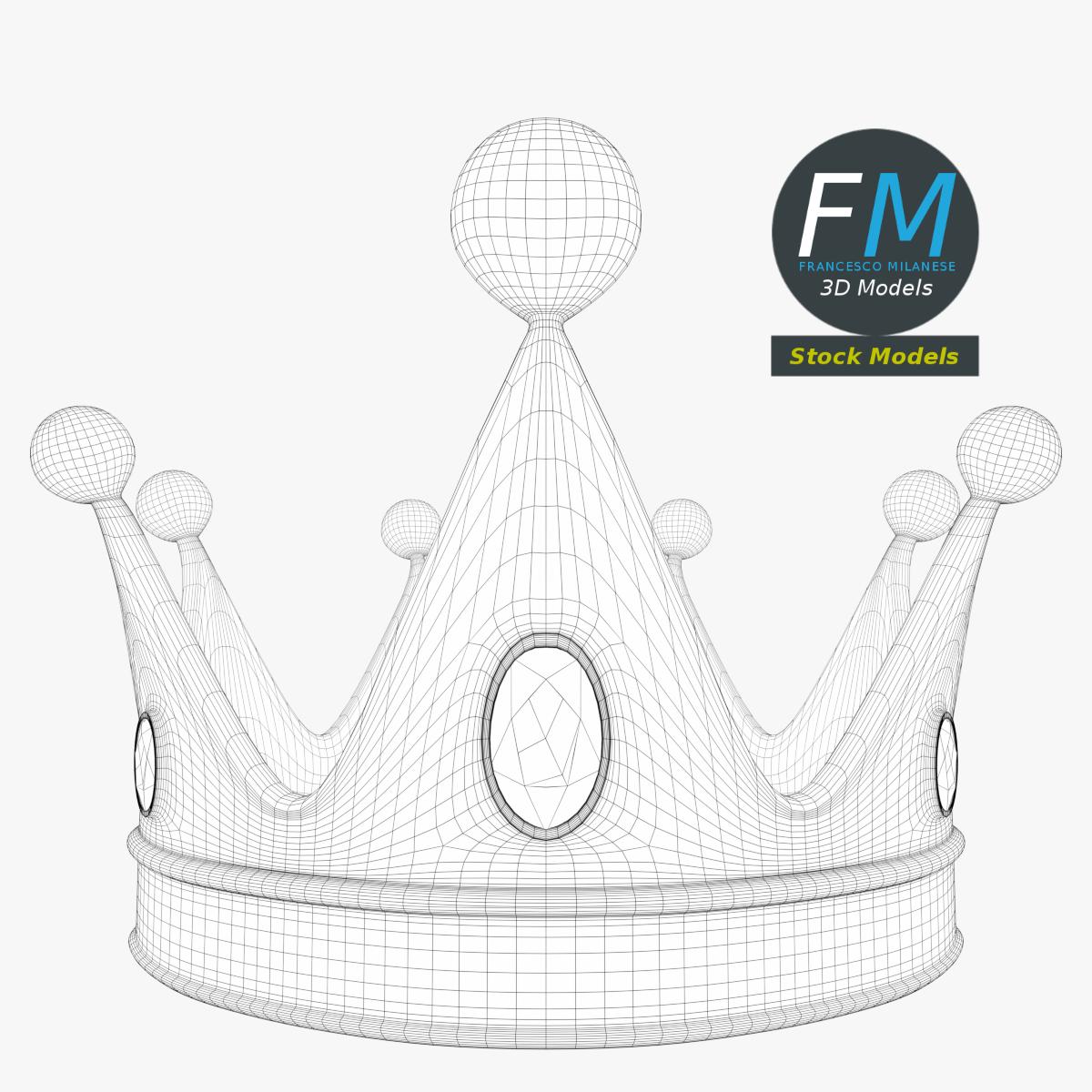 3D-Modell - Goldene Königskrone mit Roten Edelsteinen - 07