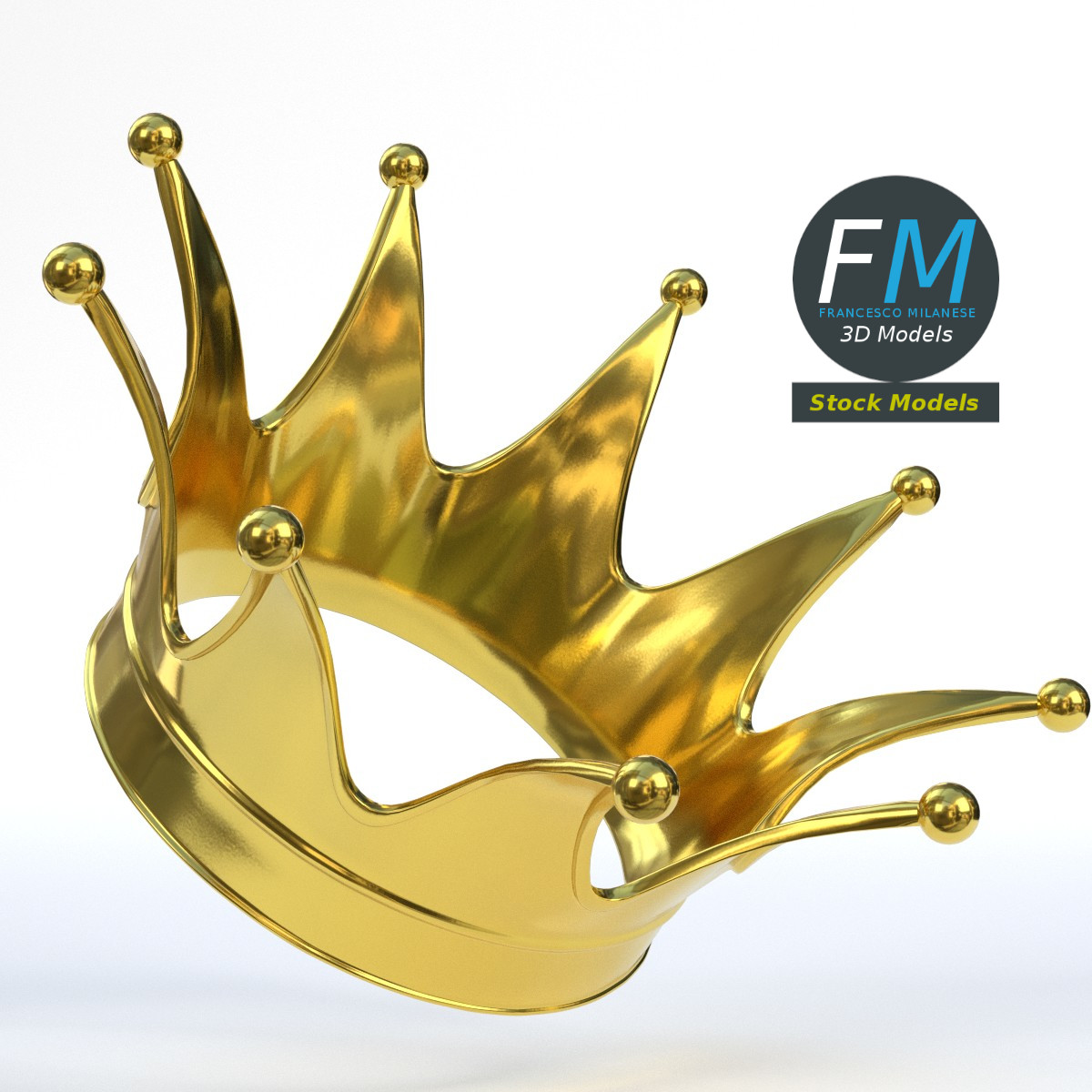 3D-Modell - Geschwungene Goldene Königskrone - 01