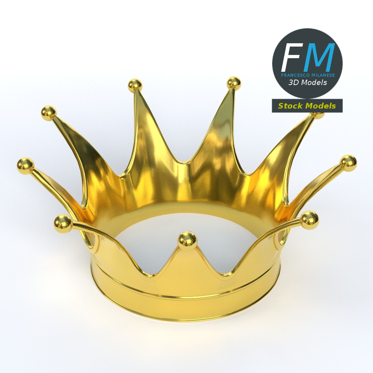 3D-Modell - Geschwungene Goldene Königskrone - 02