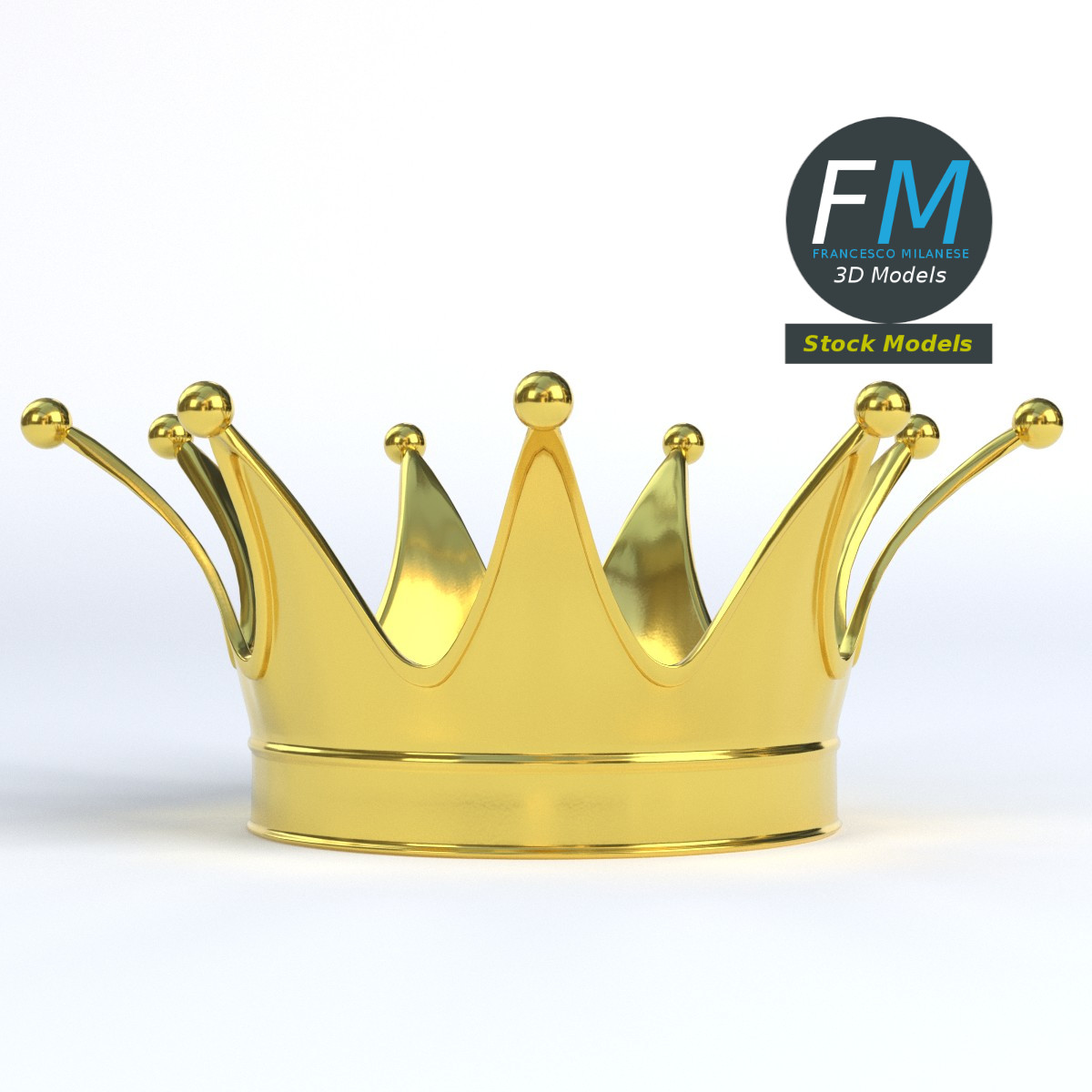 3D-Modell - Geschwungene Goldene Königskrone - 03