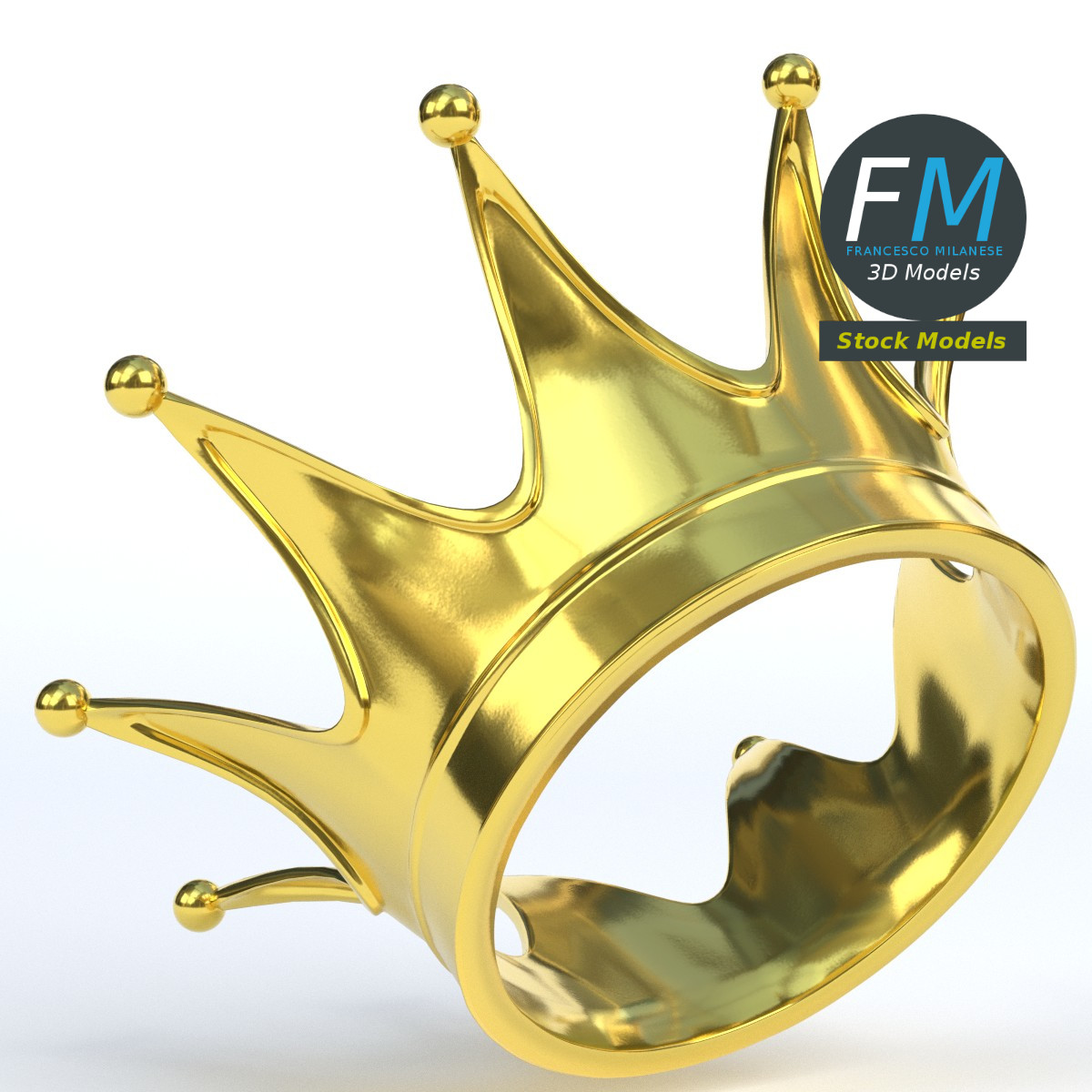 3D-Modell - Geschwungene Goldene Königskrone - 04
