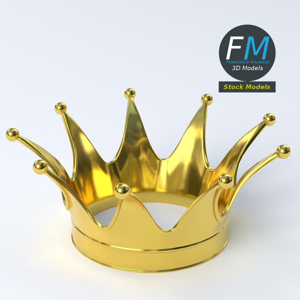 3D-Modell - Geschwungene Goldene Königskrone - 05