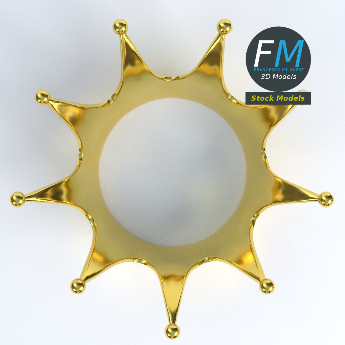 3D-Modell - Geschwungene Goldene Königskrone - 06