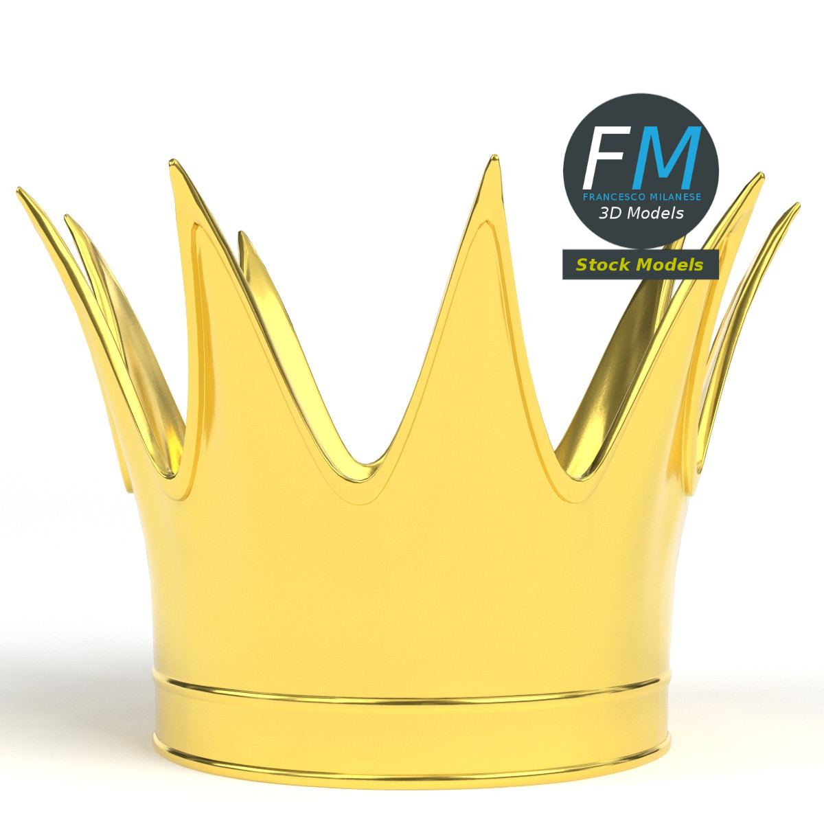 3D-Modell - Goldene Krone mit Hohen Spitzen - 04