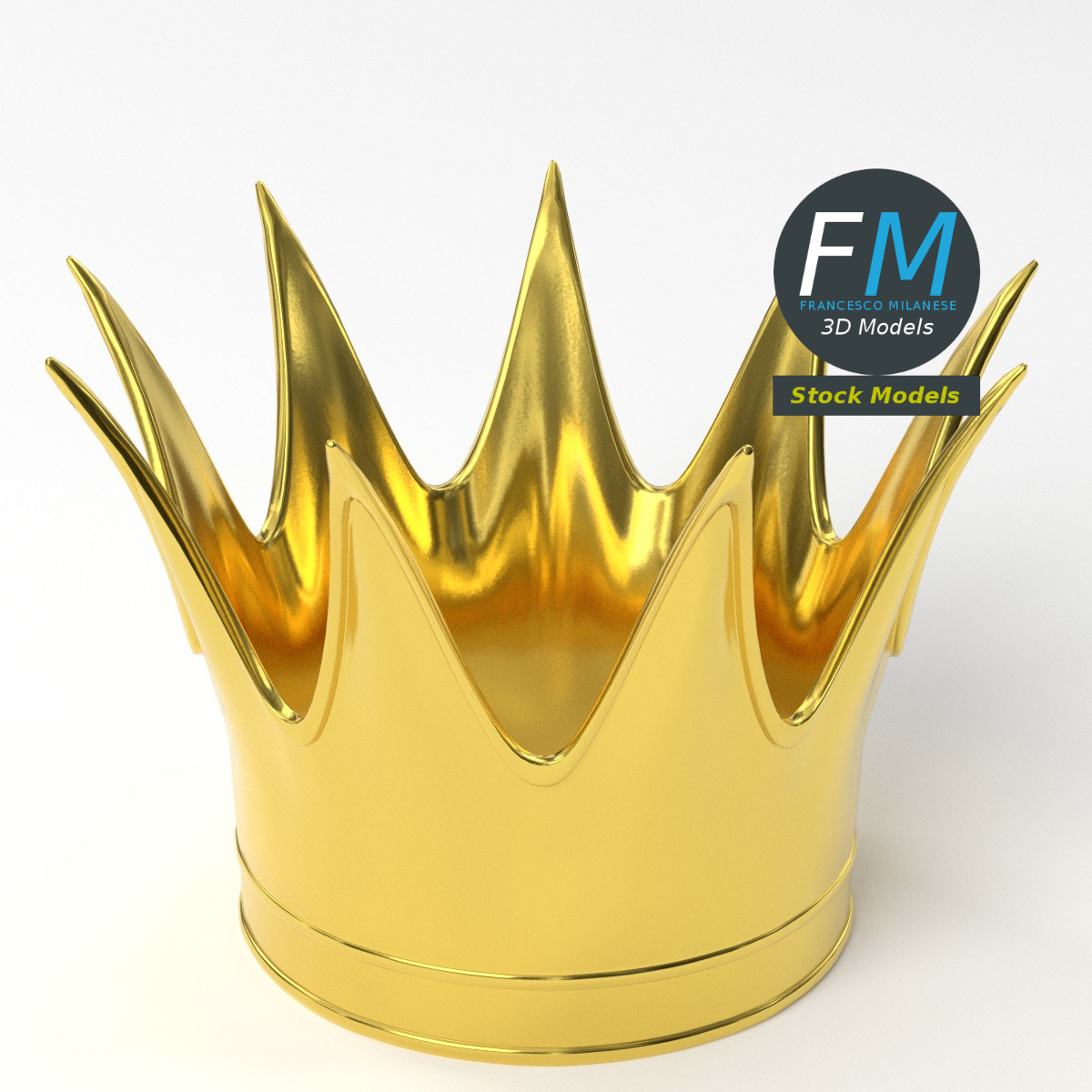 3D-Modell - Goldene Krone mit Hohen Spitzen - 05