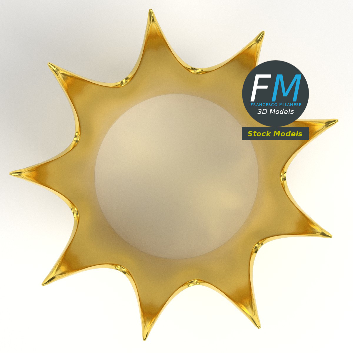 3D-Modell - Goldene Krone mit Hohen Spitzen - 06