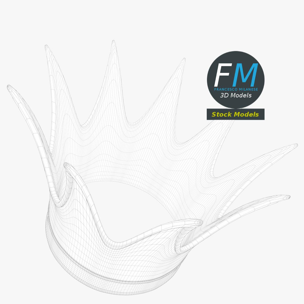 3D-Modell - Goldene Krone mit Hohen Spitzen - 08