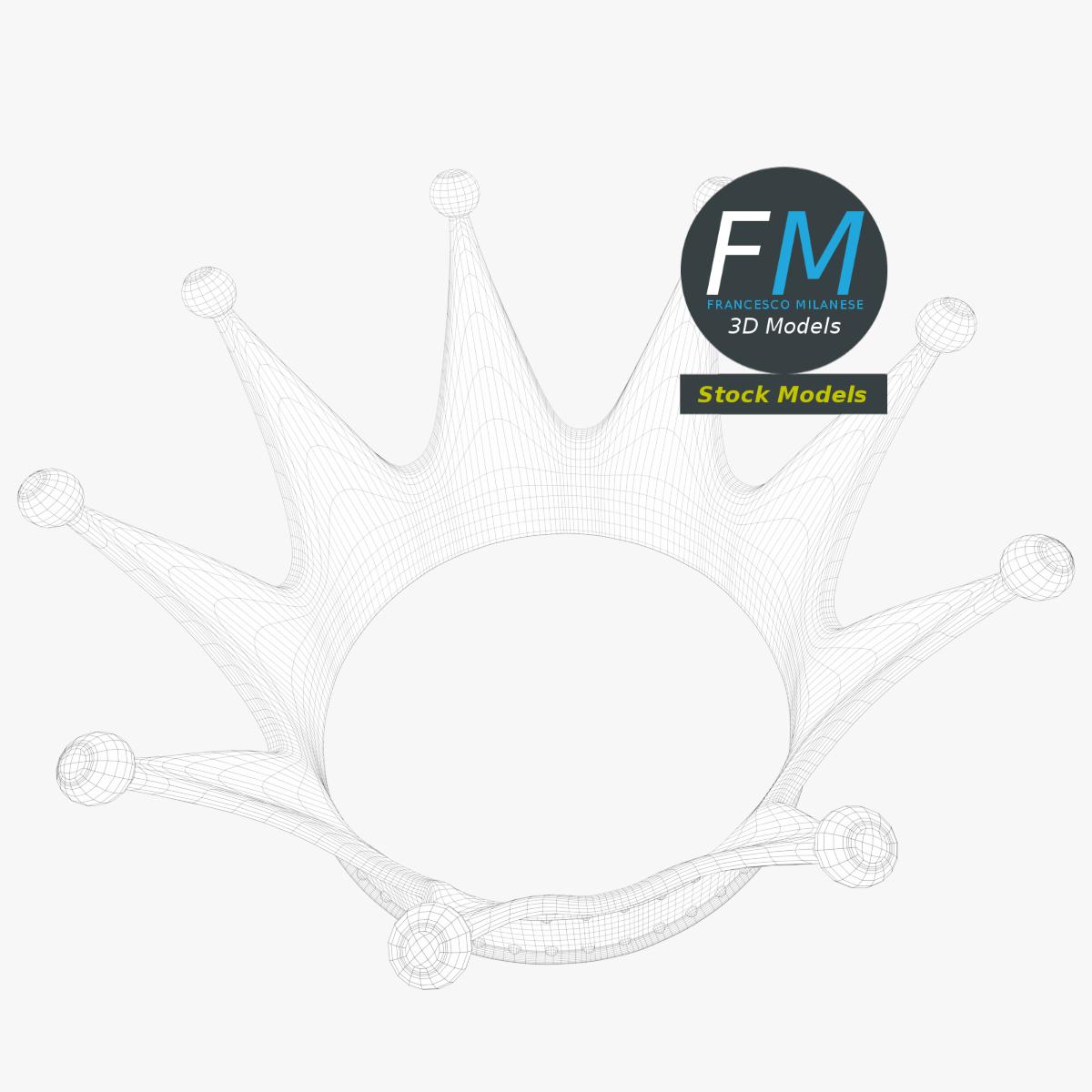 3D-Modell - Goldene Königskrone mit Perlenbesatz - 08