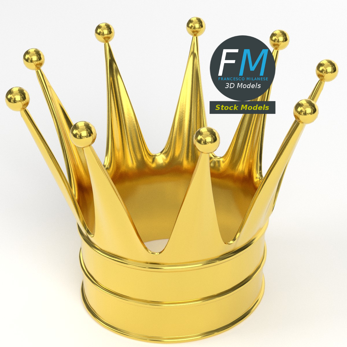 3D-Modell - Goldene Königskrone mit Doppelreif - 02