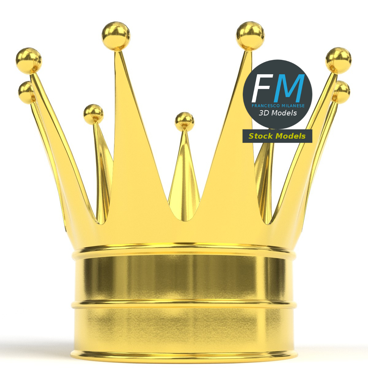 3D-Modell - Goldene Königskrone mit Doppelreif - 04
