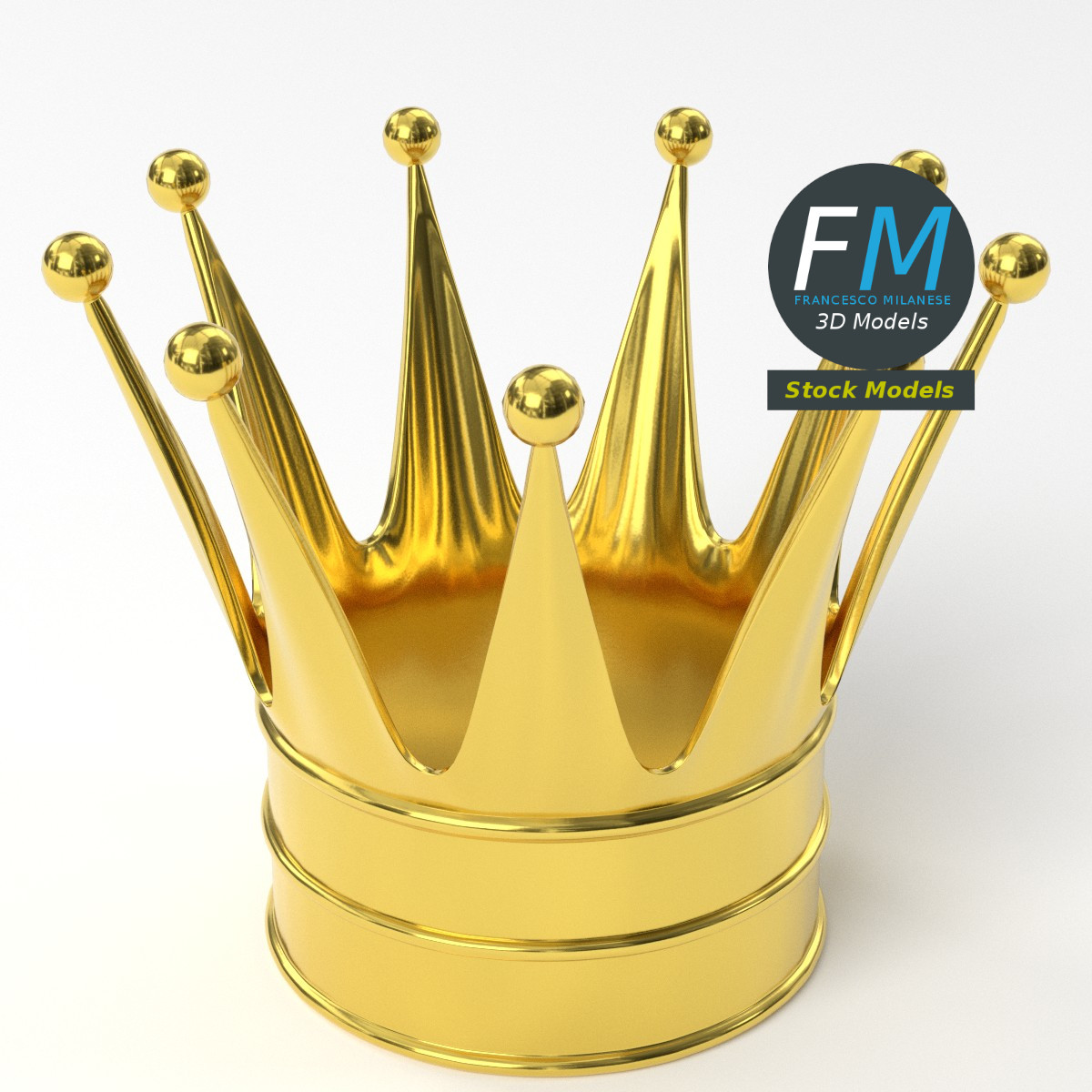 3D-Modell - Goldene Königskrone mit Doppelreif - 05