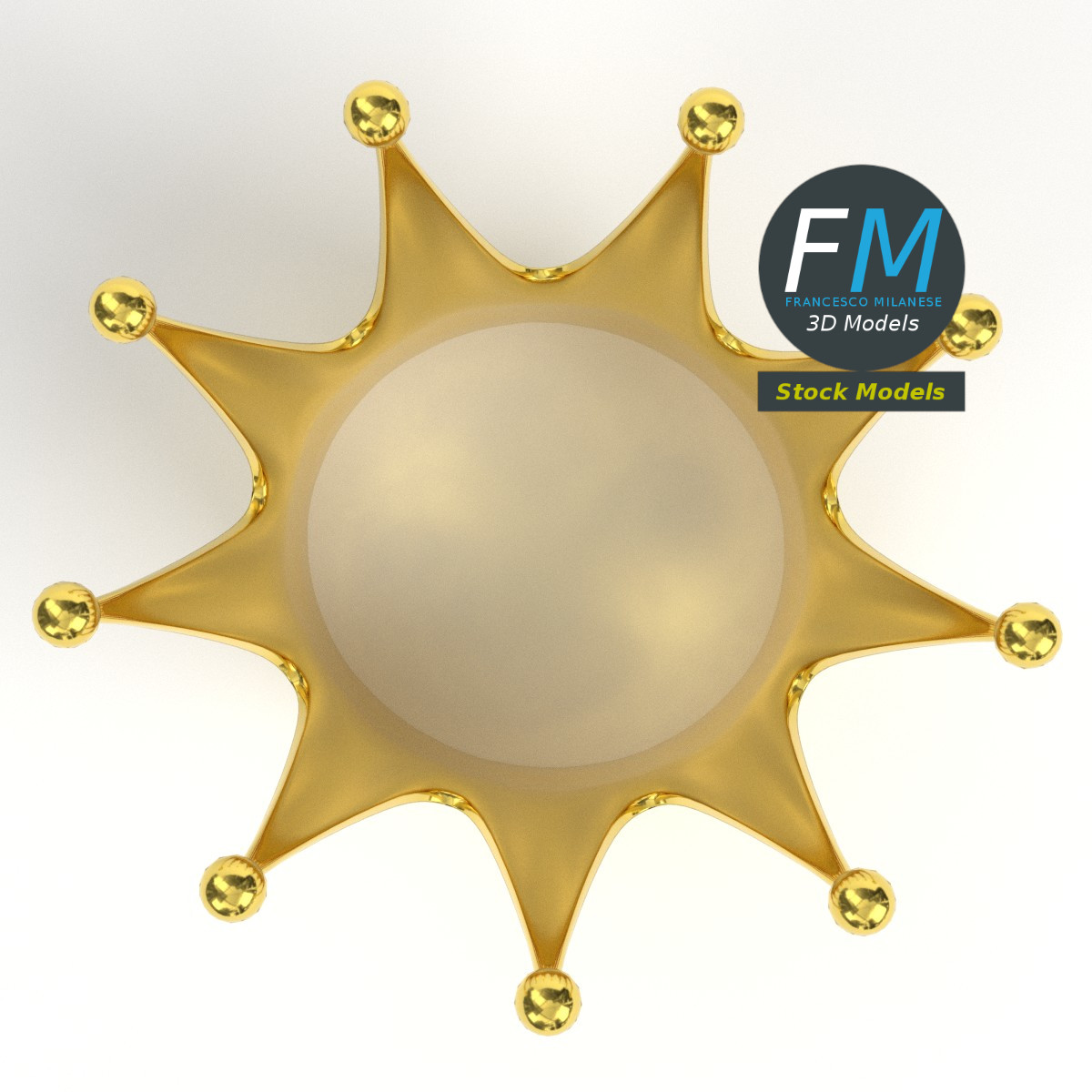3D-Modell - Goldene Königskrone mit Doppelreif - 06