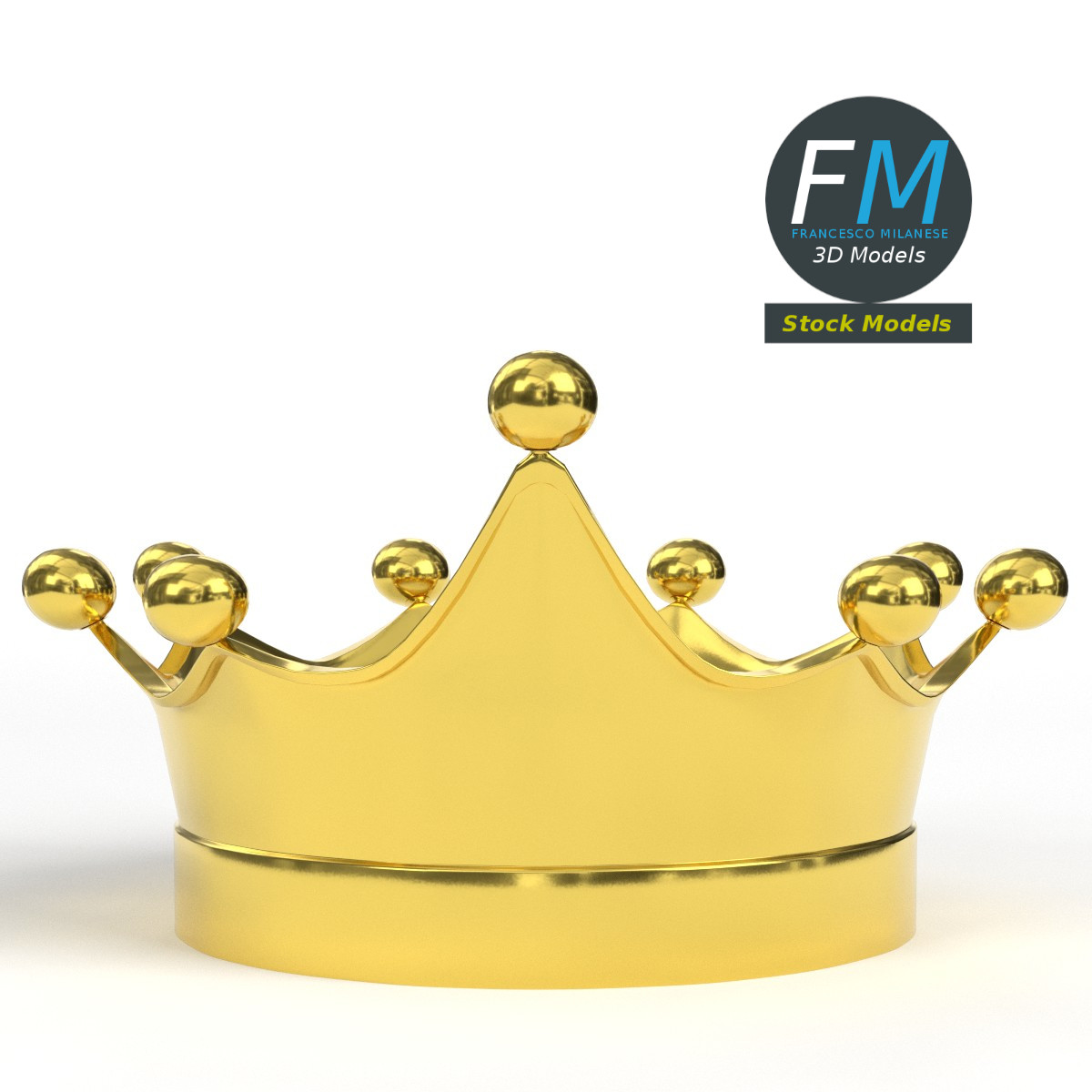 3D-Modell - Goldene Königskrone mit Kugelabschlüssen - 01