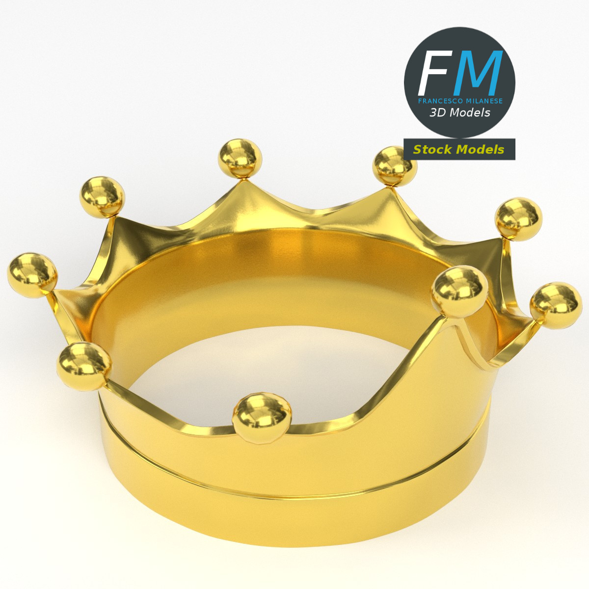 3D-Modell - Goldene Königskrone mit Kugelabschlüssen - 02