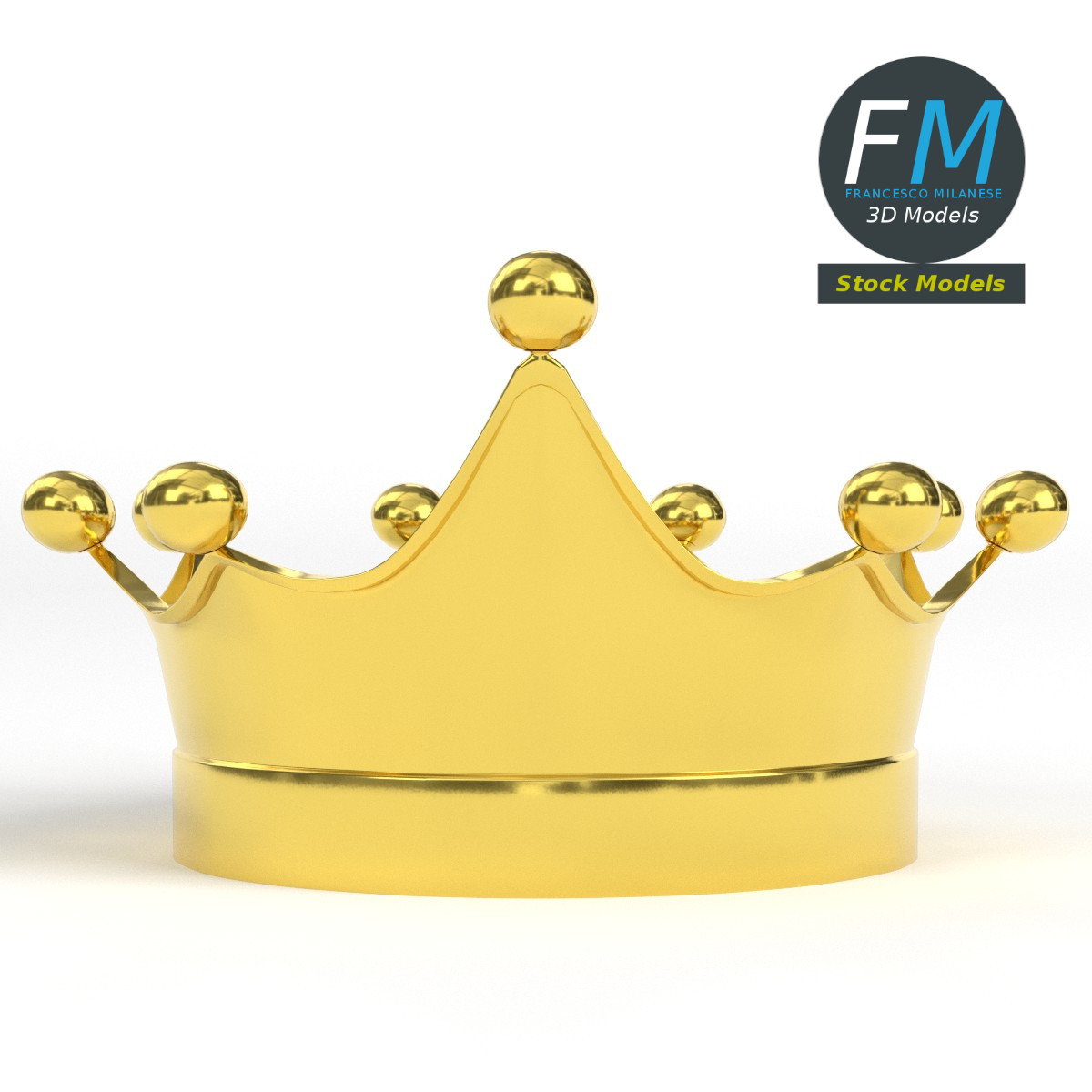 3D-Modell - Goldene Königskrone mit Kugelabschlüssen - 03
