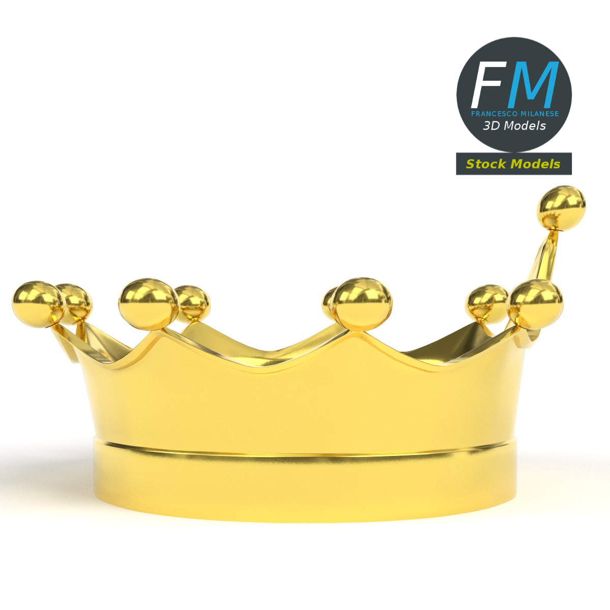 3D-Modell - Goldene Königskrone mit Kugelabschlüssen - 04