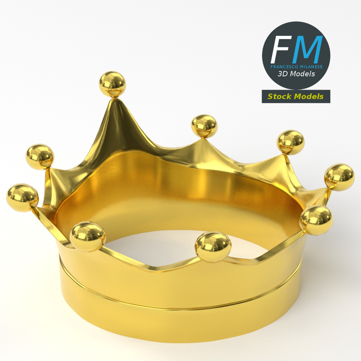 3D-Modell - Goldene Königskrone mit Kugelabschlüssen - 05