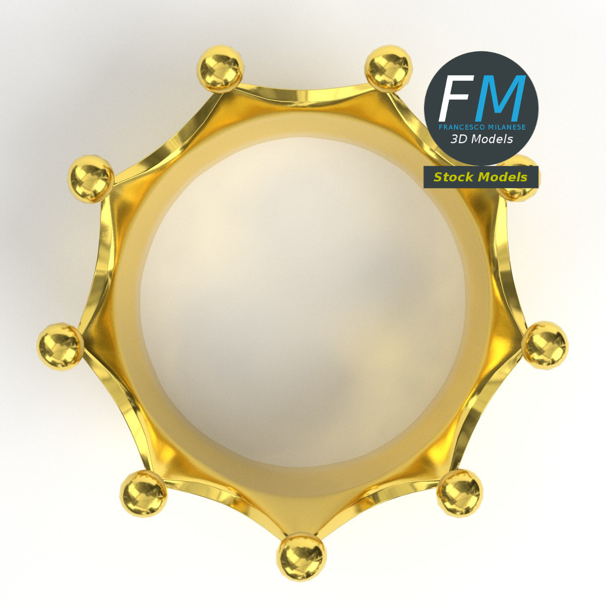 3D-Modell - Goldene Königskrone mit Kugelabschlüssen - 06