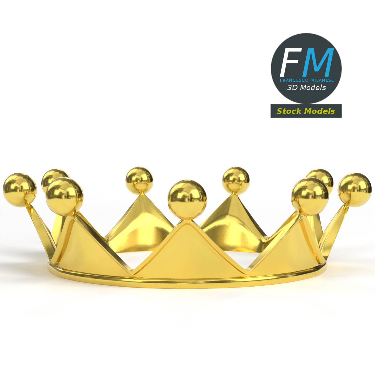 3D-Modell - Niedrige Goldene Königskrone - 01