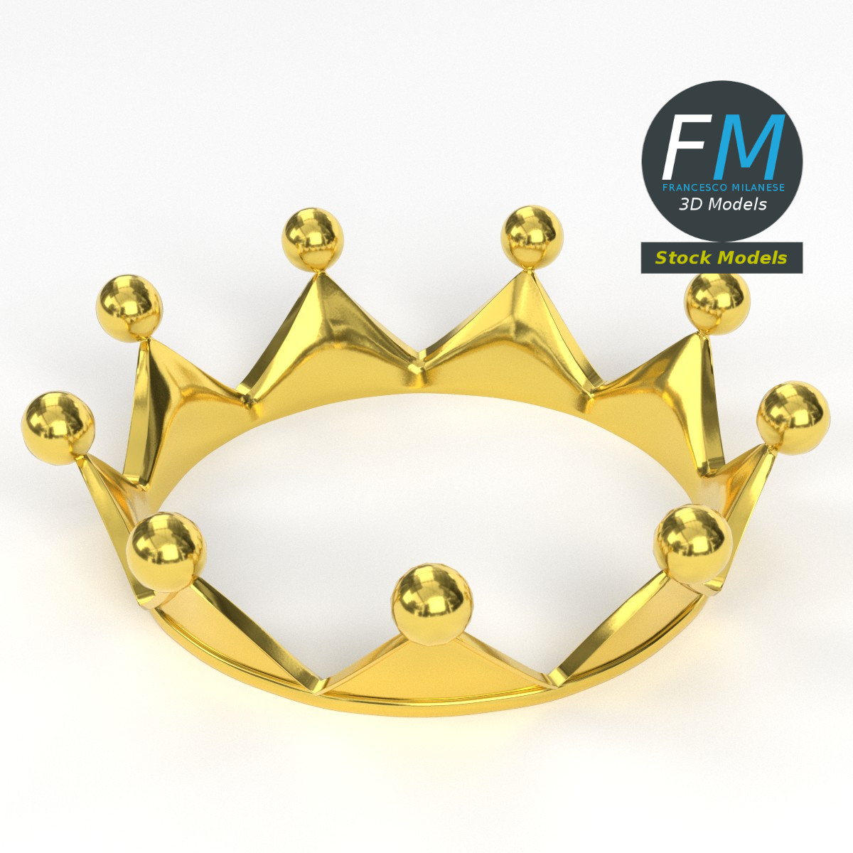 3D-Modell - Niedrige Goldene Königskrone - 02