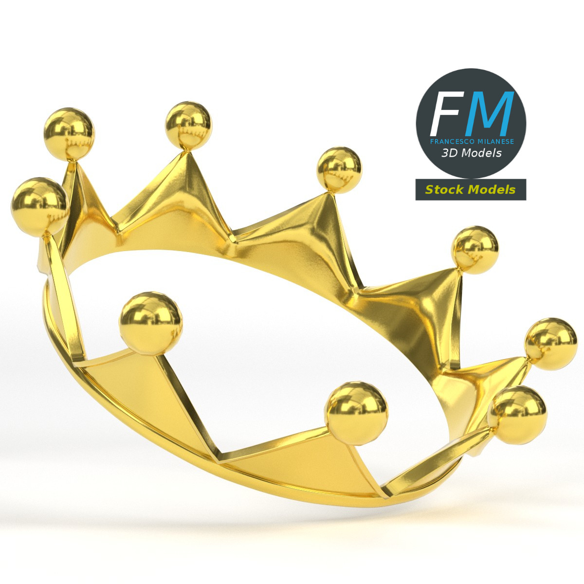 3D-Modell - Niedrige Goldene Königskrone - 03