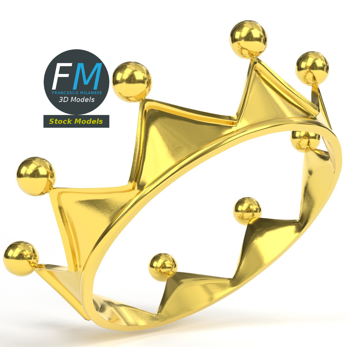 3D-Modell - Niedrige Goldene Königskrone - 04