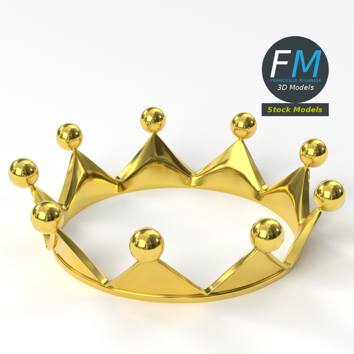 3D-Modell - Niedrige Goldene Königskrone - 05