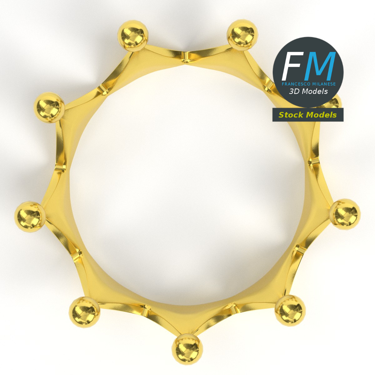 3D-Modell - Niedrige Goldene Königskrone - 06