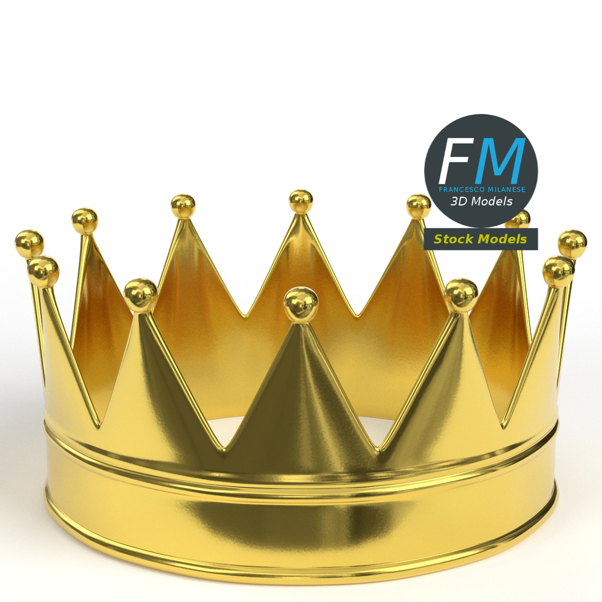 3D-Modell - Goldene Königskrone mit Kugelabschlüssen - 01