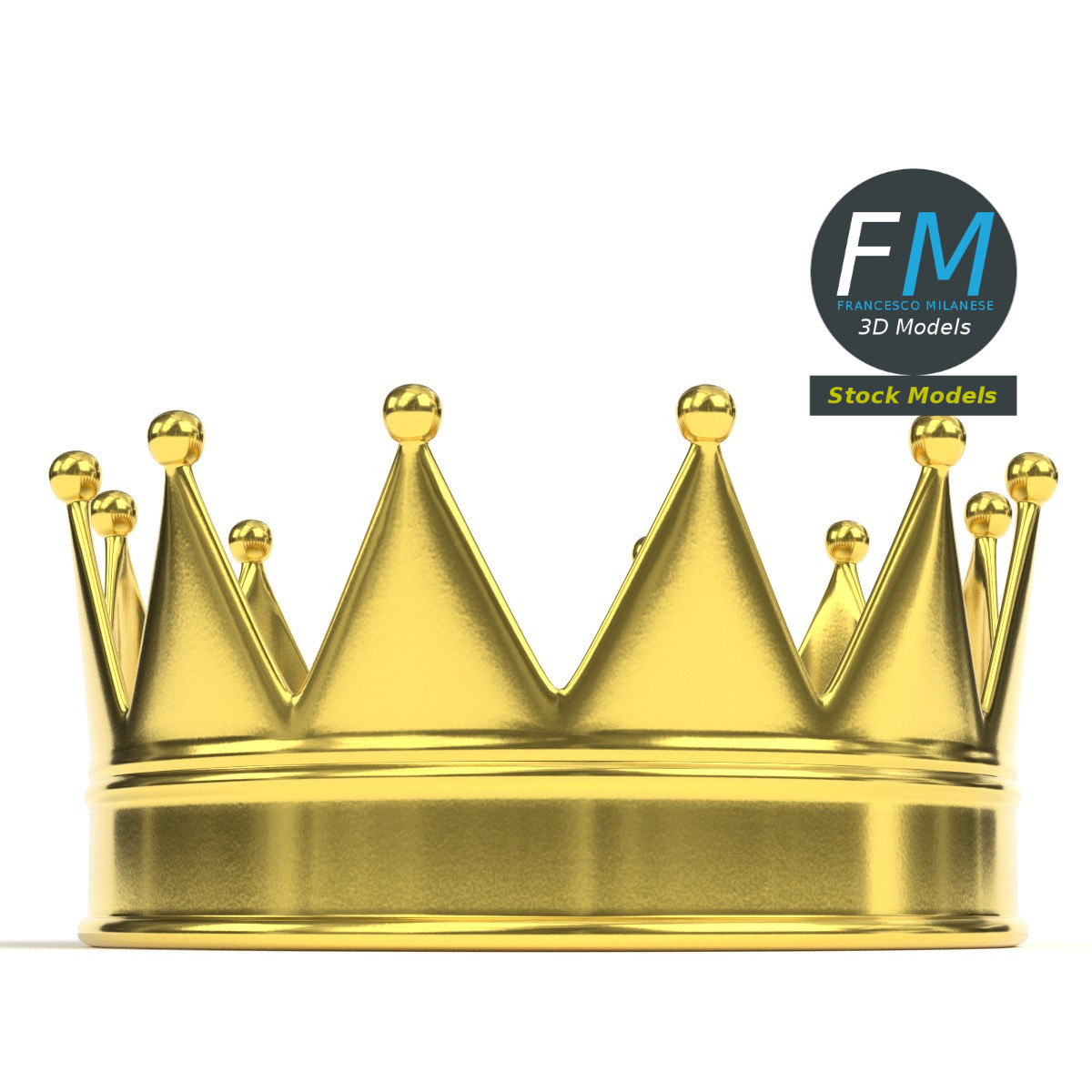 3D-Modell - Goldene Königskrone mit Kugelabschlüssen - 04