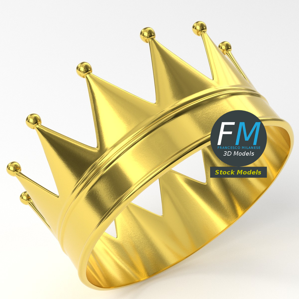 3D-Modell - Goldene Königskrone mit Kugelabschlüssen - 05