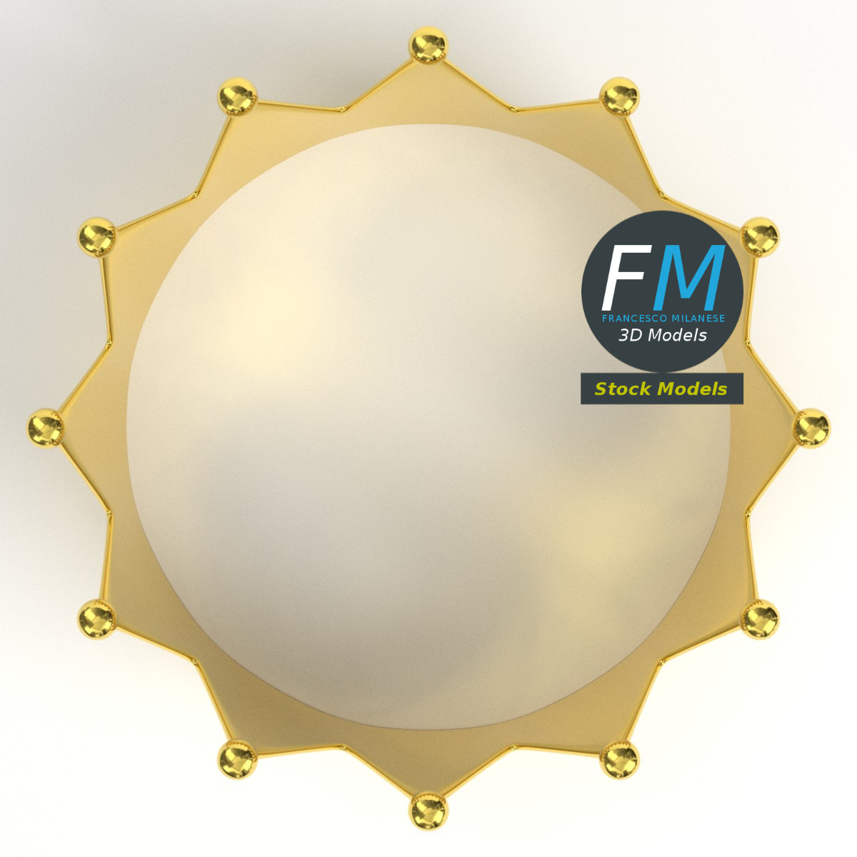 3D-Modell - Goldene Königskrone mit Kugelabschlüssen - 06