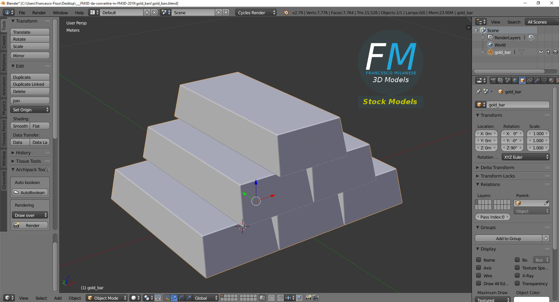 3D-Modell - Goldbarren - 09