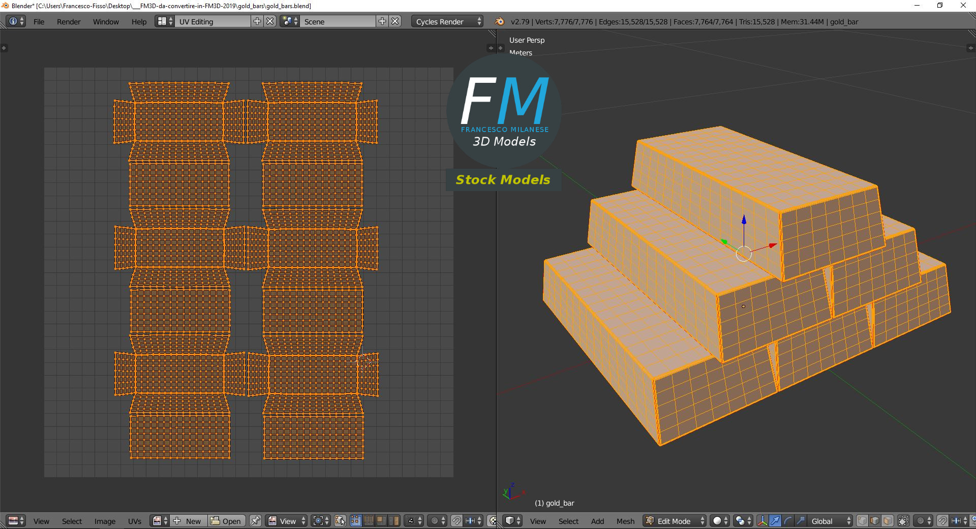 3D-Modell - Goldbarren - 10