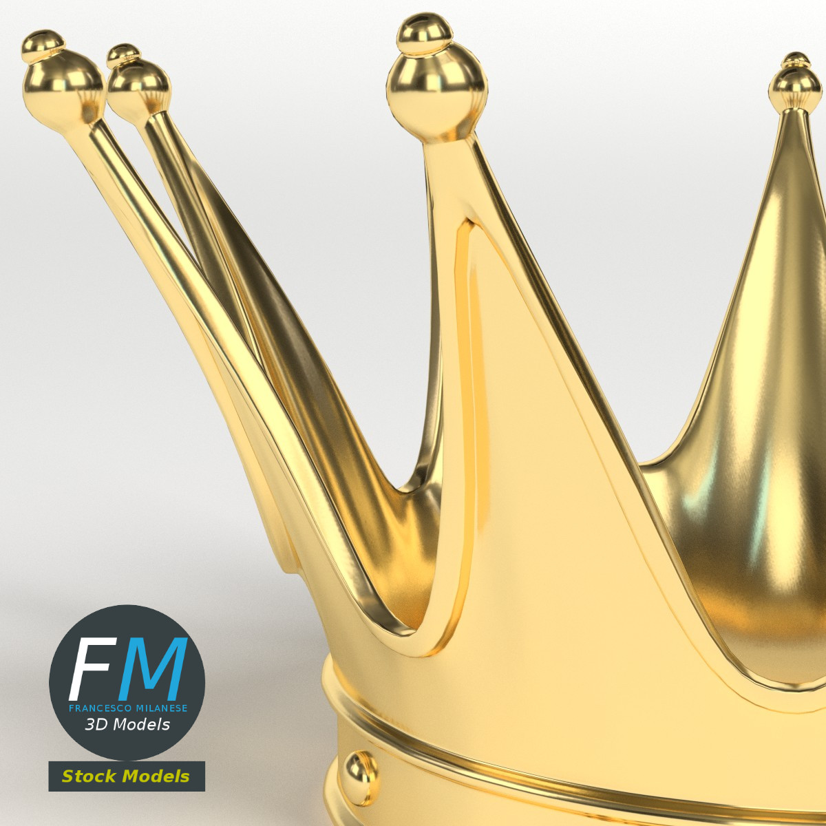 3D-Modell - Goldene Königskrone mit Spitzen - 04